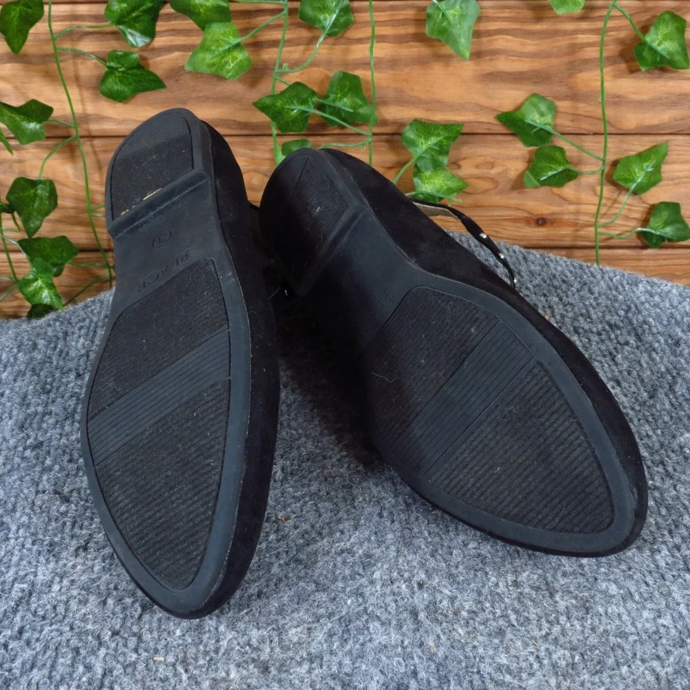 The Children's Place Girls‎ 3 Black Textile Ankle Strap Ballet Flats Dress Shoes